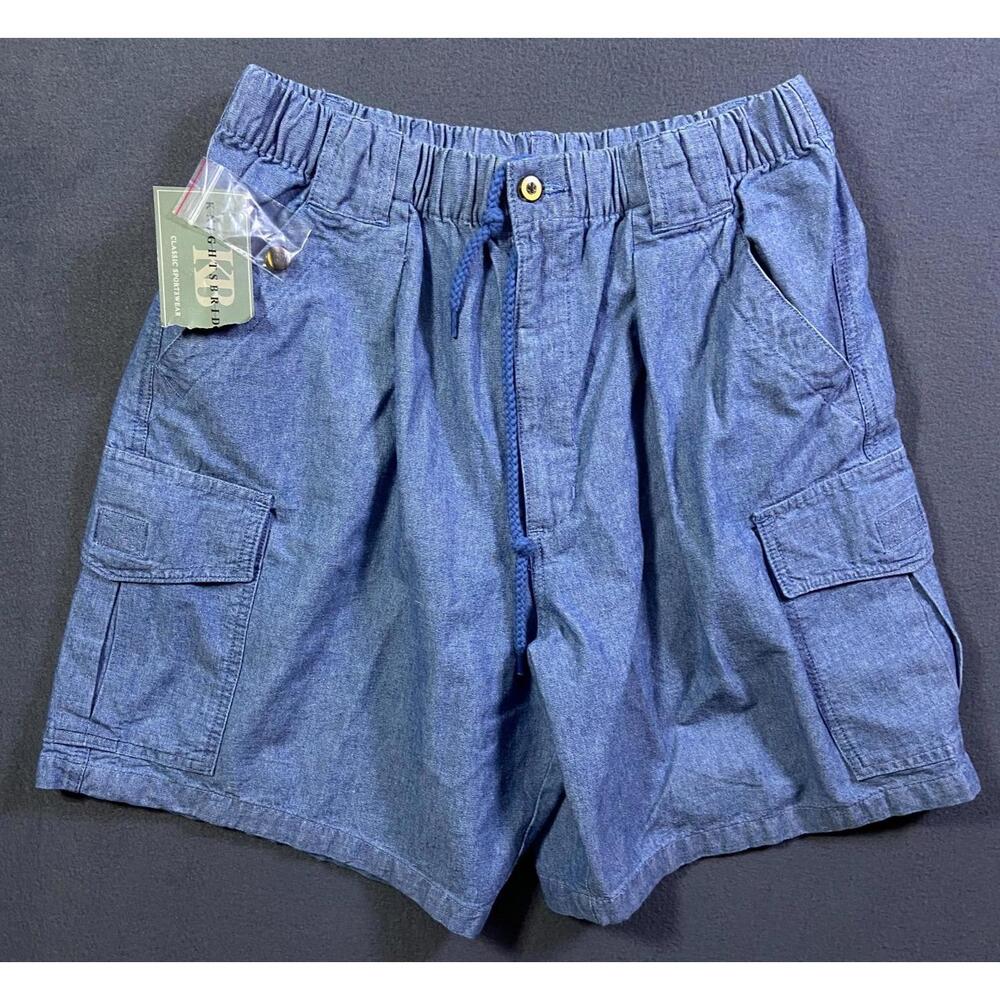 New Knightsbridge Cargo Shorts Men M Blue Multi Outdoor Deadstock Flex Waist NWT